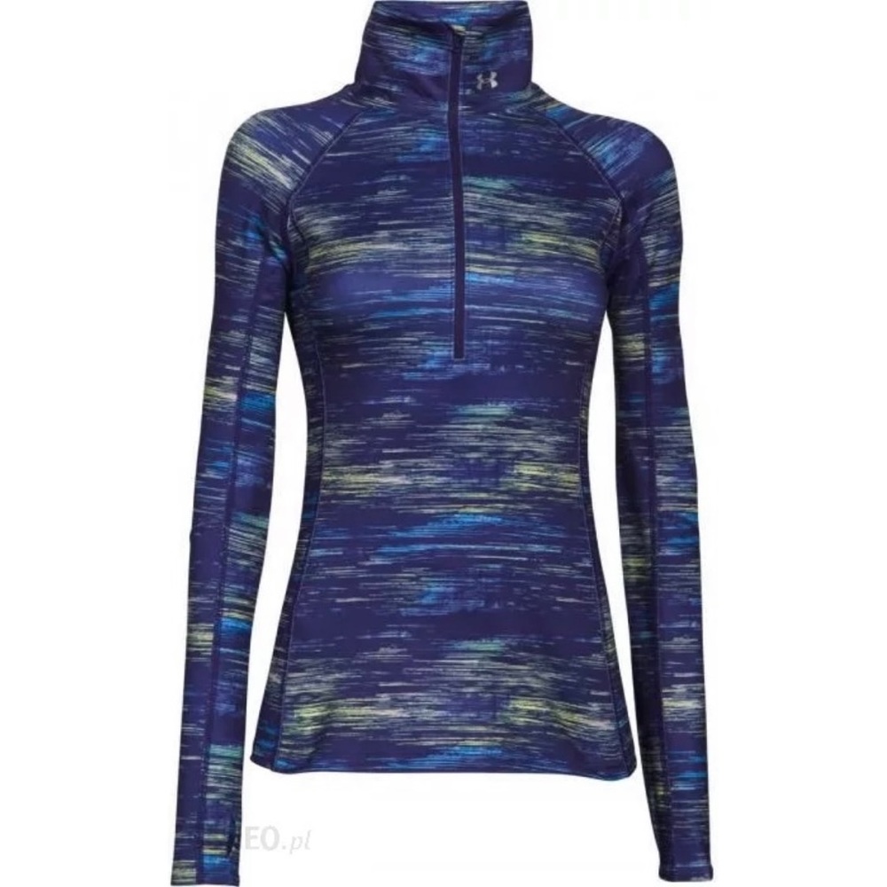 Under Armour Cold Gear 1/4 Zip Hoodie Long Sleeve Workout Top Fitted Blue XS